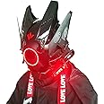 JAUPTO Punk Mask Helmet Cosplay for Men, Futuristic Punk Techwear, Halloween Cosplay with Light
