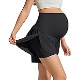 G4Free Chillwhisp Maternity Flowy Shorts for Women Pregnancy Skort with Pocket Built-in Brief Liner