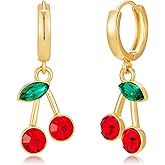 LILIE&WHITE Gold Cherry Earrings For Women Lightweight Fruit Cherry Dangle Earrings Trendy Statement Earrigns Fashion Jewelry Gift
