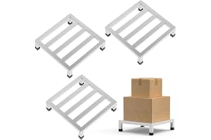 lehorra Dunnage Rack 13.8" L x13.8 W x4.09 H,3 Pack Stainless Steel Dunnage Rack 1000+ Pound Capacity,Assembly-Free Commercial Food Floor Stand for Storage in Restaurants Kitchens Shop Garages