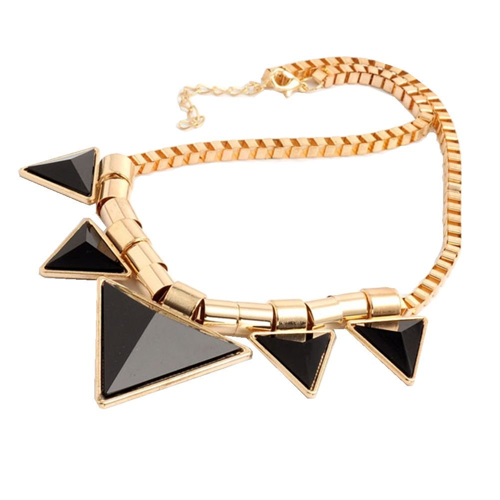Collier Triangle Dore/Noir - Vintage Punk Rock - Creation better dealz