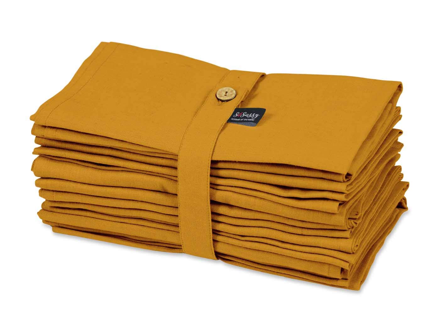 S4Sassy Yellow Solid Home Decor 12 x Holiday Parties Cloth Table Linen Re-Usable Dinner Napkins Set