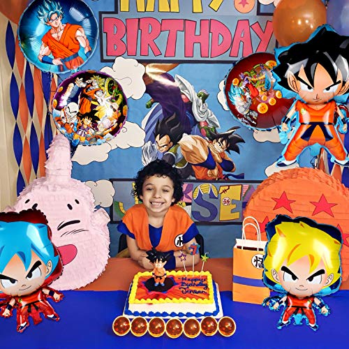 PANTIDE 10Pcs Dragon Ball Z Balloons, Double Sided DBZ Super Saiyan Goku Gohan Character Party Decorations, Birthday Celebration Foil Balloon Set, Dragon Ball Z Birthday Party Supplies Party Favors - Thumbnail 3