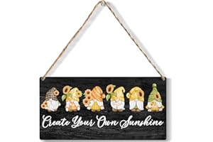 YCYD Create Your Own Sunshine Wood Sign Rustic Sunflower Gnomes Wooden Hanging Plaque for Home Wedding Wall Art Decoration 6 x 12 Inches Present