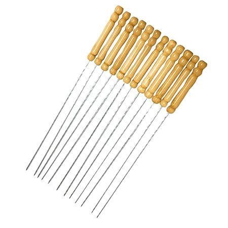 Evalue 12Pieces Barbecue Skewers Set Stainless Steel Grill Stick Needles Kabob Sticks