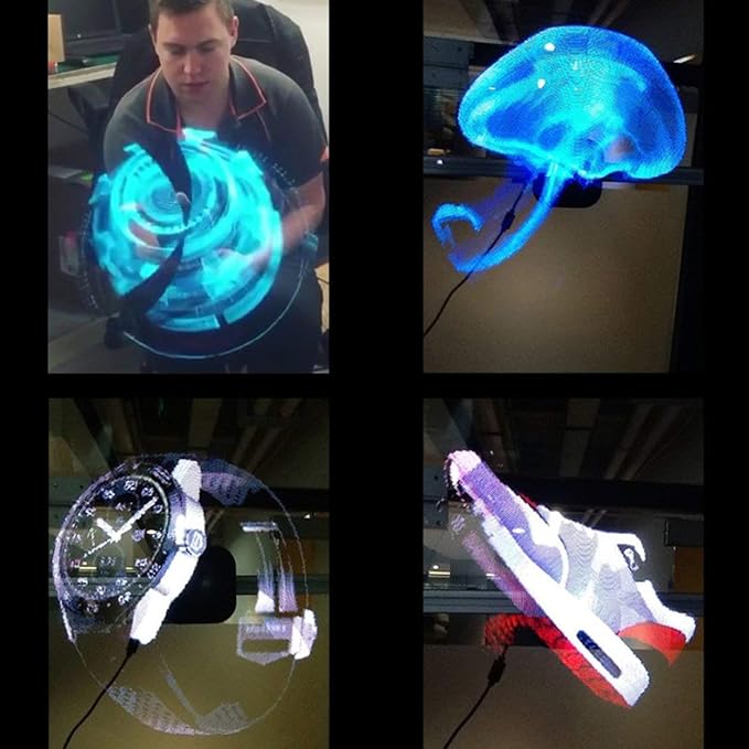 Lorenlli Holographischer 3D-Holographic-Projektor tragbarer Hologramm-Player 3D holographischer Dispaly-Fan Einzigartiger Hol