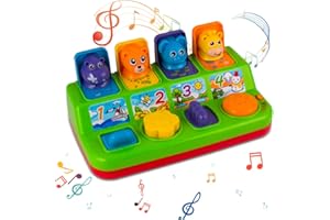 YEEBAY Interactive Pop Up Animals Toy with Music, Animal Sound, Activity Toys for Ages 9-12 - 18 Months &1 Year Old Kids, Babies, Toddlers, Boys & Girls