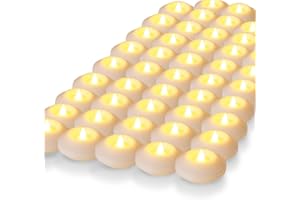 LARDUX Pack of 48 LED Floating Candles - 3 Inch Flameless Plastic Floating Tea Lights Flickering for Christmas Wedding Anniversary Party Centerpiece Decorations