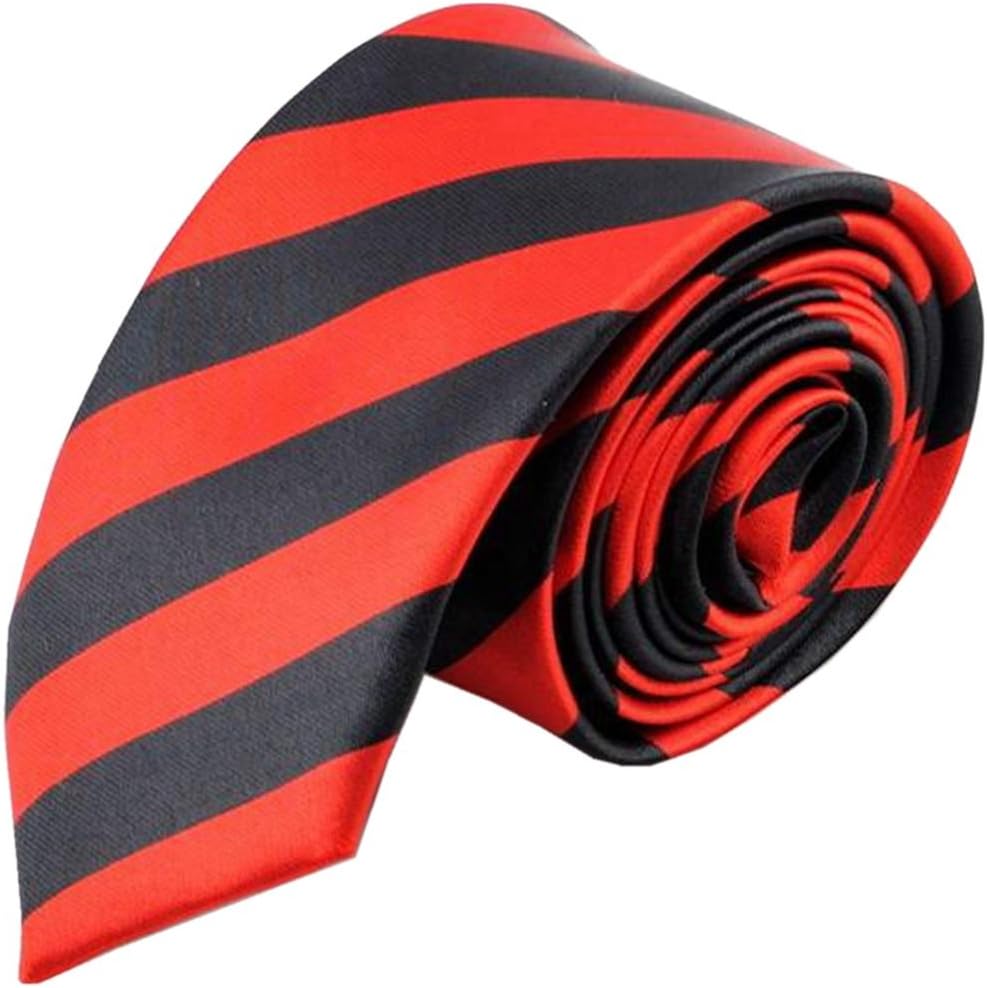 Hello Tie Unisex Double Color Striped 2" Skinny Tie Narrow Neckties