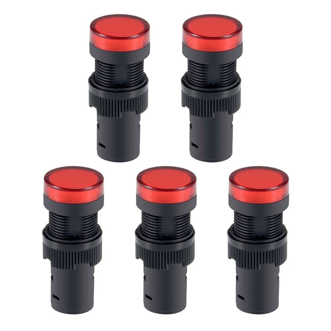 sourcing map 5Pcs Red Indicator Light AC/DC 24V, 16mm Panel Mount, for Electrical Control Panel, HVAC, DIY Projects