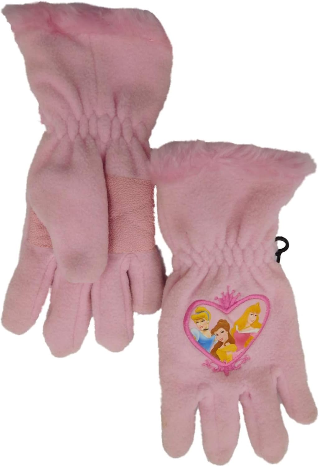 Disney Girls Pink Fleece Princess Gloves Fur Trim Belle