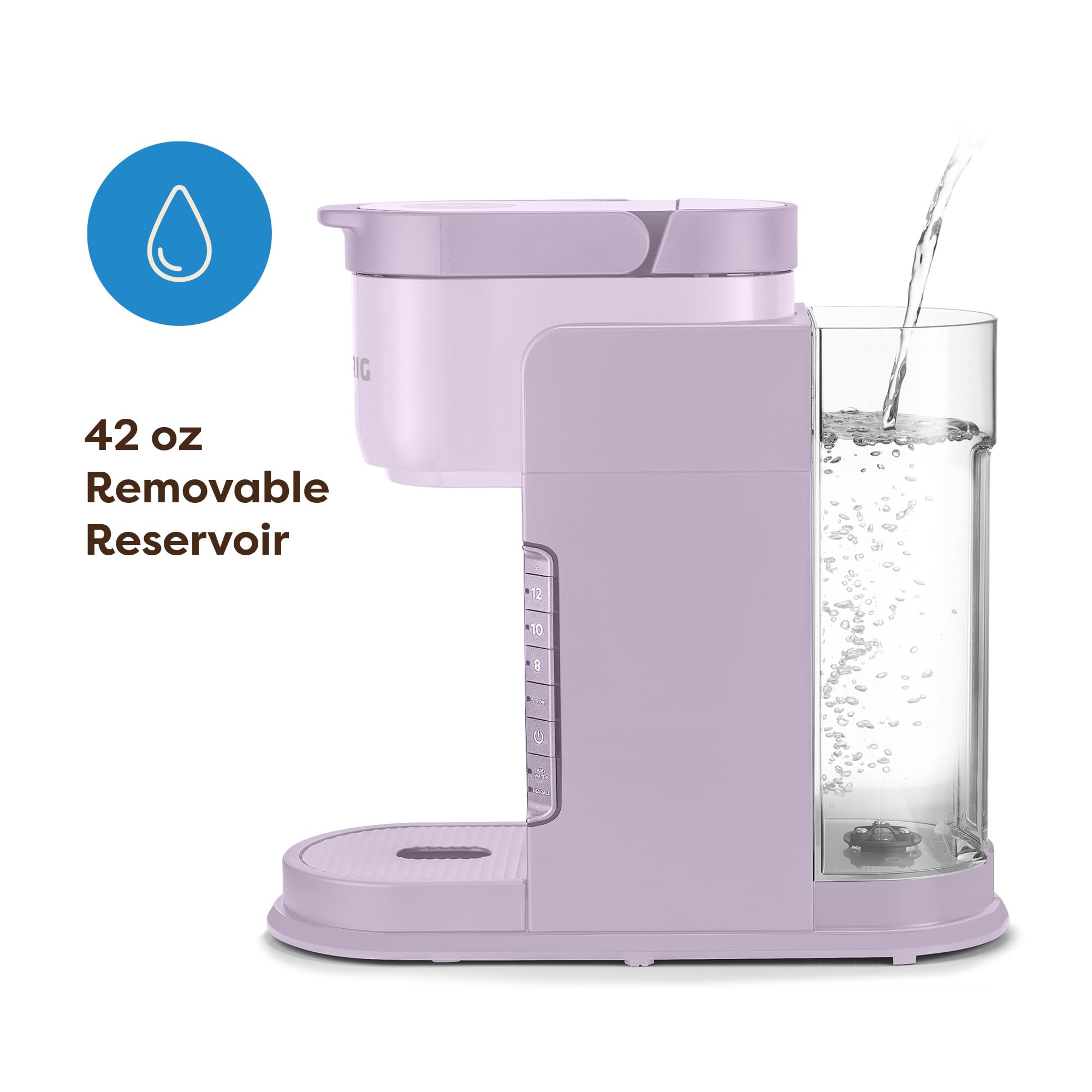 Keurig K-Express Cafetera de cápsulas K-Cup de una sola porción, 3 tamaños de preparación, función de botón fuerte, depósito extraíble de 42 oz, lavanda