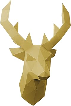 Papershape Hirsch Papier Tier 3d Ohne Kleben Ausgeschnitten Und Vorgefalzt Tiertrophae Als Wand Deko Aus Fsc Papier In 3 Farben Hirsch Kopf Masse 55 X 41 X 29cm Made In Germany Liberate Gold Amazon De Kuche