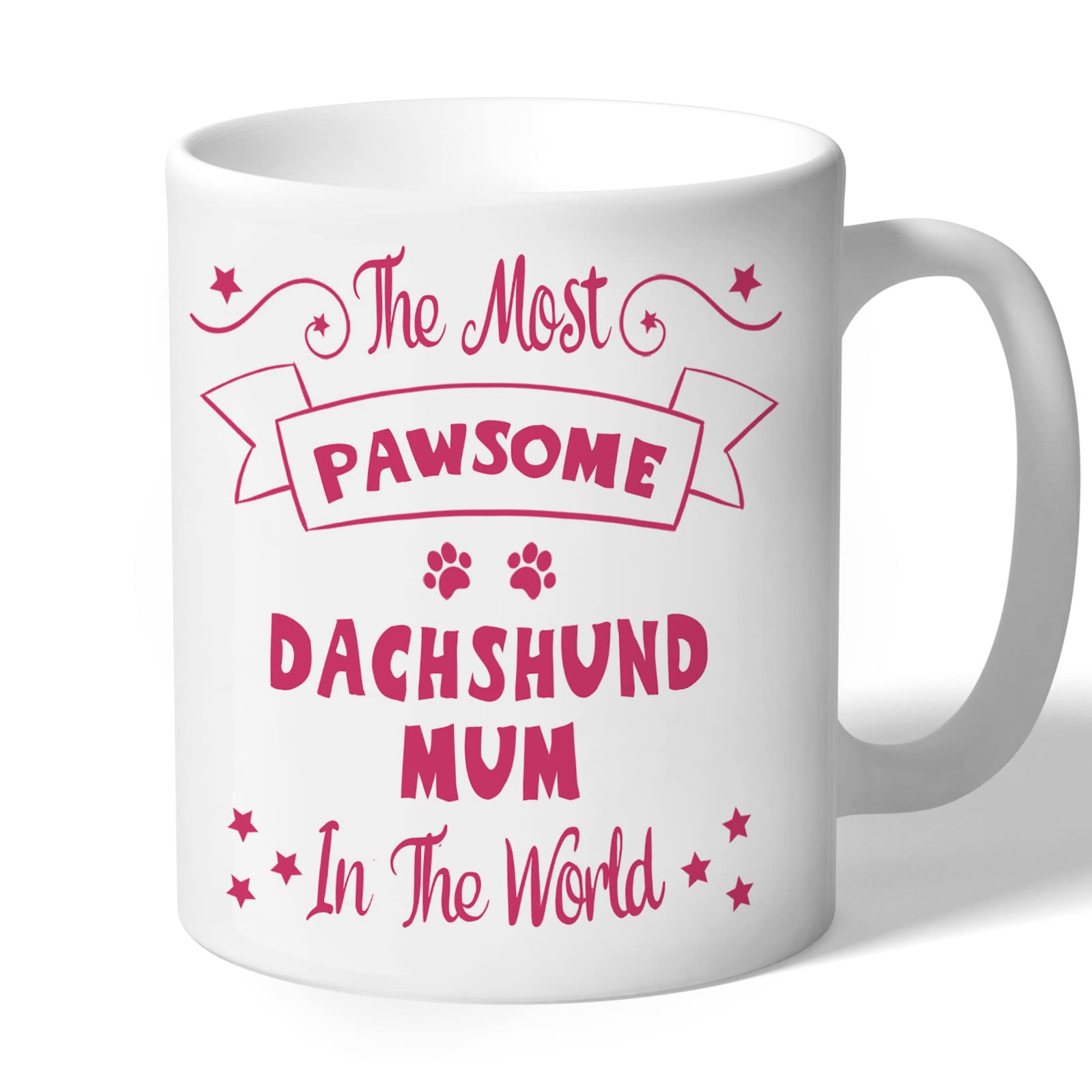 Dog Lovers Collection Dachshund Mum Mug - Pawsome - Dachshund Gifts (Raspberry Print)