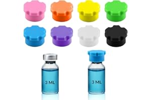 GOQEUT 8PCS Reusable 3ml Glass Vial Protective Vial Caps, Leak-Proof and Dust-Proof Caps, Suitable for 3ml Vial Storage Boxes, Peptide Vial Caps, 8 Colors for Easy Organization and Classification