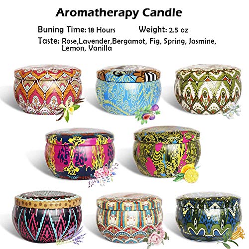 YIH Gift Package Scented Candles Lemon, Fig, Lavender, Spring Fresh,Rose ，Jasmine，Vanilla，Bergamot，Natural Soy Wax Portable Travel Tin Candle,Set of 8 - Thumbnail 2
