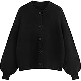 CIDER Womens Button Down Long Sleeve Crew Neck Cardigan Sweater Knitwear Casual Soft