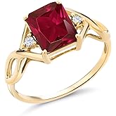Gem Stone King 2-3 Cttw Emerald Cut Gemstone Birthstone Ring For Women | 18K Yellow Gold Plated Silver | Emerald Cut 9X7MM | Wedding Anniversary Engagement Ring | Available In Size 5, 6, 7, 8, 9