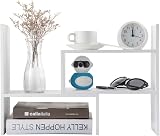Hossejoy Wood Adjustable Bookshelf Bookcase White Expandable Desktop Storage view 6