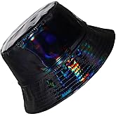 Eigso Unisex Fashionable Wild Camping Bucket Hat Sun Protection Flexible Fold Furry Metallic Finish