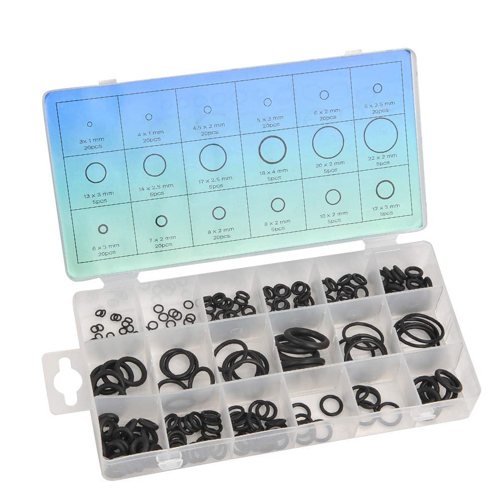 225Pcs Rubber O Ring Sealing Gasket Washer Seal Metric Nitrile O-Ring Assortment Set with Case for Plumbing Washer Seal,Automotive,Auto Quick Repair 18 Sizes