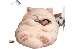 Wearable Adult Cat Sleeping Bag,Plush Cat Print Envelope Sleeping Bag,Winter Plush Sleep Sack,Cute Animal Shaped Blanket,for 