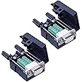 ANMBEST 2PCS DB9 Solderless RS232 D-SUB Serial to 9-pin Port Terminal Male Adapter Connector Breakout Board with Case Long Bolts Tail Pipe (2PCS Female)