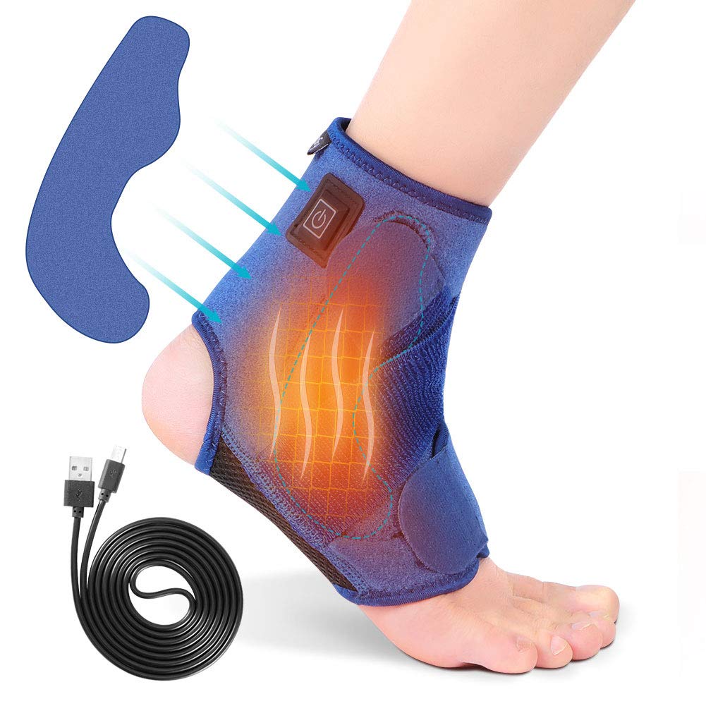 Heated Ankle Warm Support for Women Men, Electric Heat Therapy Ankle Brace for Sprained Injury Swelling Tendinitis for Running Basketball Walking, Left and Right Foot Joint Surgery Recover