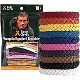Bear Grylls Mosquito Repellent Bracelets | Crafted for Adventure | Adjustable Leather | DEET-Free | Long-Lasting Protection | Pack of 10