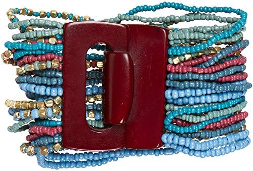 Heirloom Finds Warm Tones Multi Strand Seed Bead Cuff Bracelet with Brown Toggle Closure