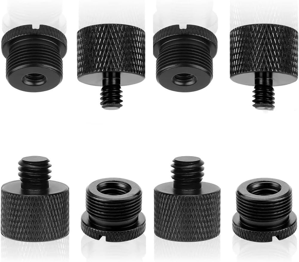 Photo 1 of 8Pcs Mic Thread Adapter Kit 5/8 to 3/8 Mic Screw Adapters 1/4 to 5/8 Mic Stand Adapter Aluminum Alloy (8pcs Black)