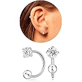 VDKIDKT Tiny 3mm Natural Birthstone Earrings for Women Teen Girls Small Huggie Half Hoop Earrings Tiny Cartilage Hypoallergenic Stud Screw Earrings