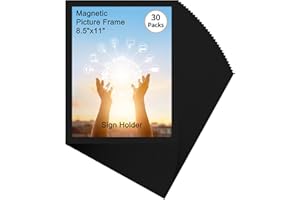 Hoikwo 30 Packs 8.5x11 Black Adhesive Magnetic Frames for Letter Document Holder for Refrigerator Glass Door