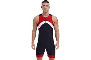 YEAHDOR Men's One Piece Sleeveless Surfing Swimsuit Front Zip Shorty Wetsuit Bodysuit Sun Protection Swimwear