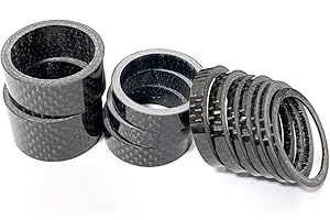 Farbetter 12 Pieces Bike Carbon Fiber Headset Spacer Bicycle Stem Spacer Kit 1-1/8 Inch 20/15/10/8/5/3/2/1mm, 8 Sizes