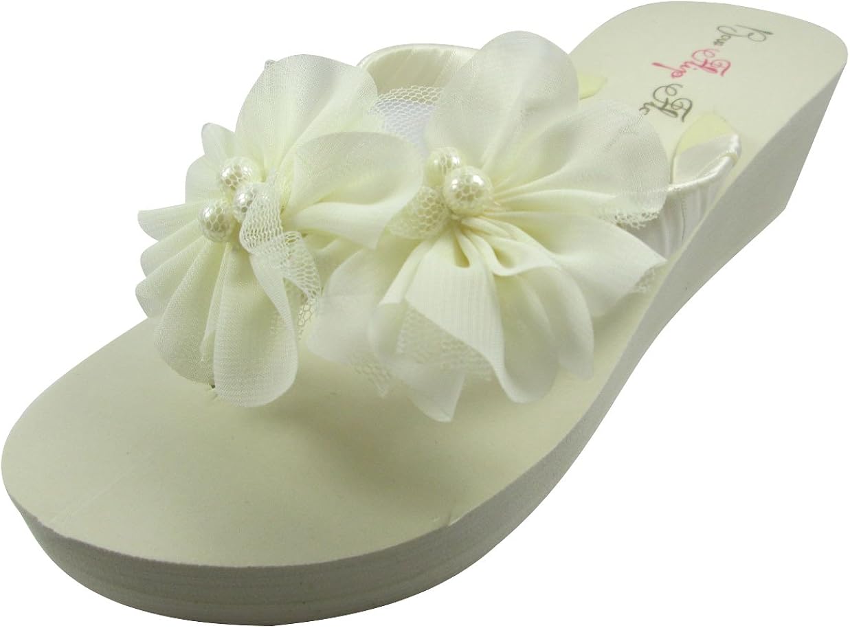 bridal flip flops ivory