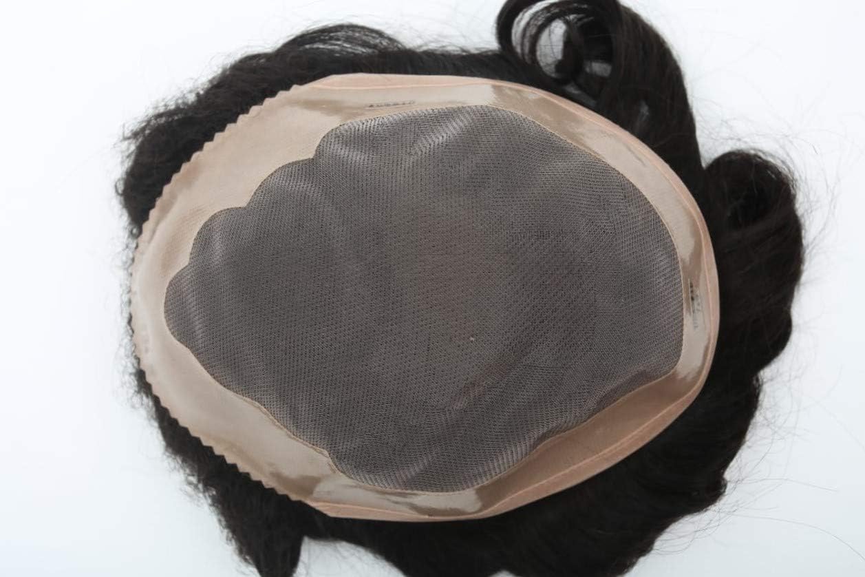 Glamoy USA Men's Mono Hair Wig Toupee/Hair Patch (Black, 7 x 9")