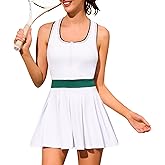 Tennis Dresses for Women with Built in Shorts and Bra Half Zip Sleeveless Workout Golf Outfits Athletic Skirts
