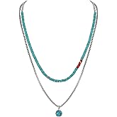 MINACHI Bohemian Style Created Turquoise Necklace, Layered Necklace, Gift for Men/Women