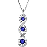 Aprila Women Infinity Necklace 925 Sterling Silver Twist Birthstone Pendant with Chain Cubic Zirconia Jewelry