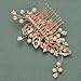 SWEETV Bridal Hair Comb Rhinestone Wedding Hair Accessories Pearl Hair Clip for Bride Bridesmaid, Rose Gold