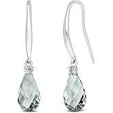 Galaxy Gold GG 14k White Gold Diamond Fish Hook Earrings with Green Amethysts