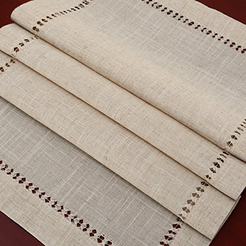 2 Hemstitched+Napkins+Square+Natural+Color