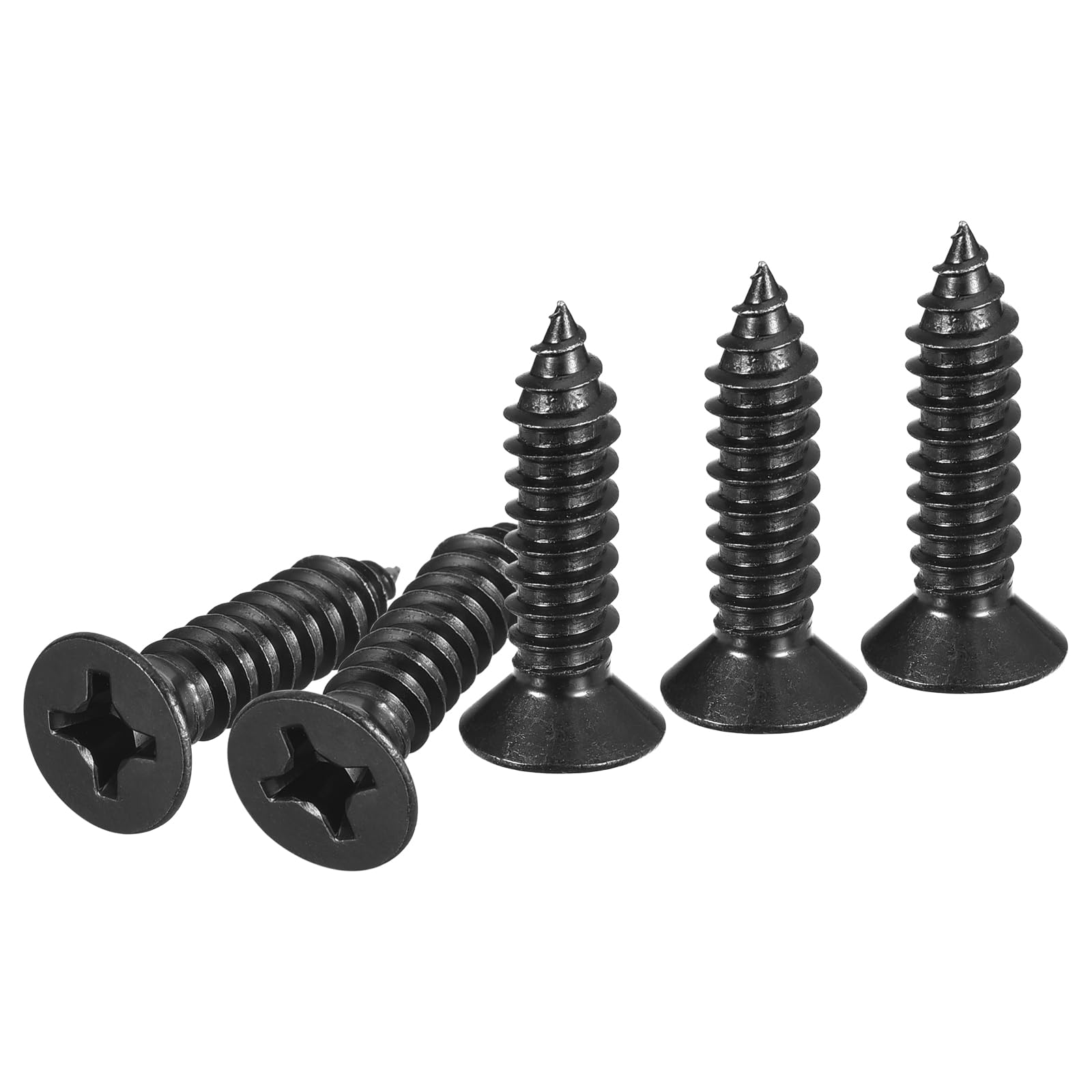 DTGN 100Pcs #14x1" Flat Head Wood Screws, 304 Stainless Steel Phillips Self Tapping Screws - Good for Woodworking, Furniture - Black