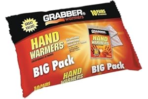 Grabber Hand Warmers - Long Lasting Safe Natural Odorless Air Activated Warmers - Up to 7 Hours of Heat - 10 Pairs