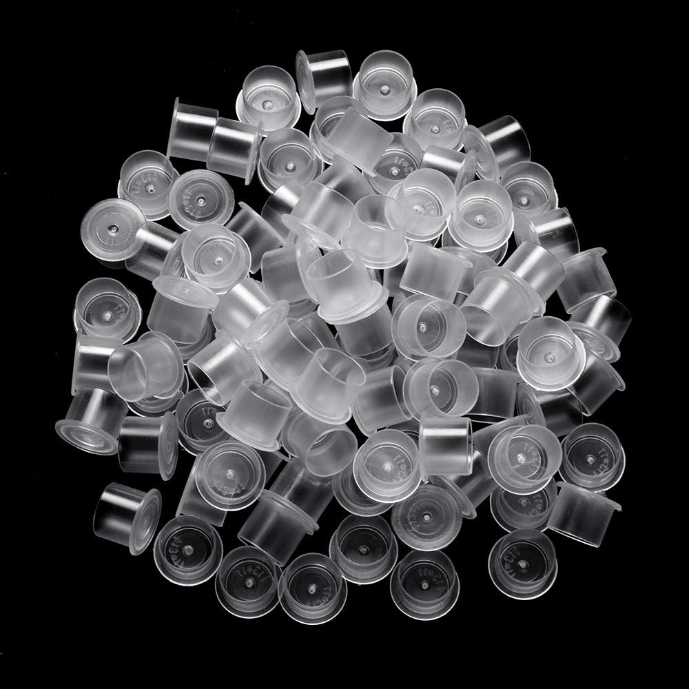 300pcs Disposable Tattoo Plastic Ink Cups Wide Ink Caps Base White, Small S 10x11mm Tattoo Ink Cups for Tattoo ink,Tattoo Supplies,Tattoo Kits