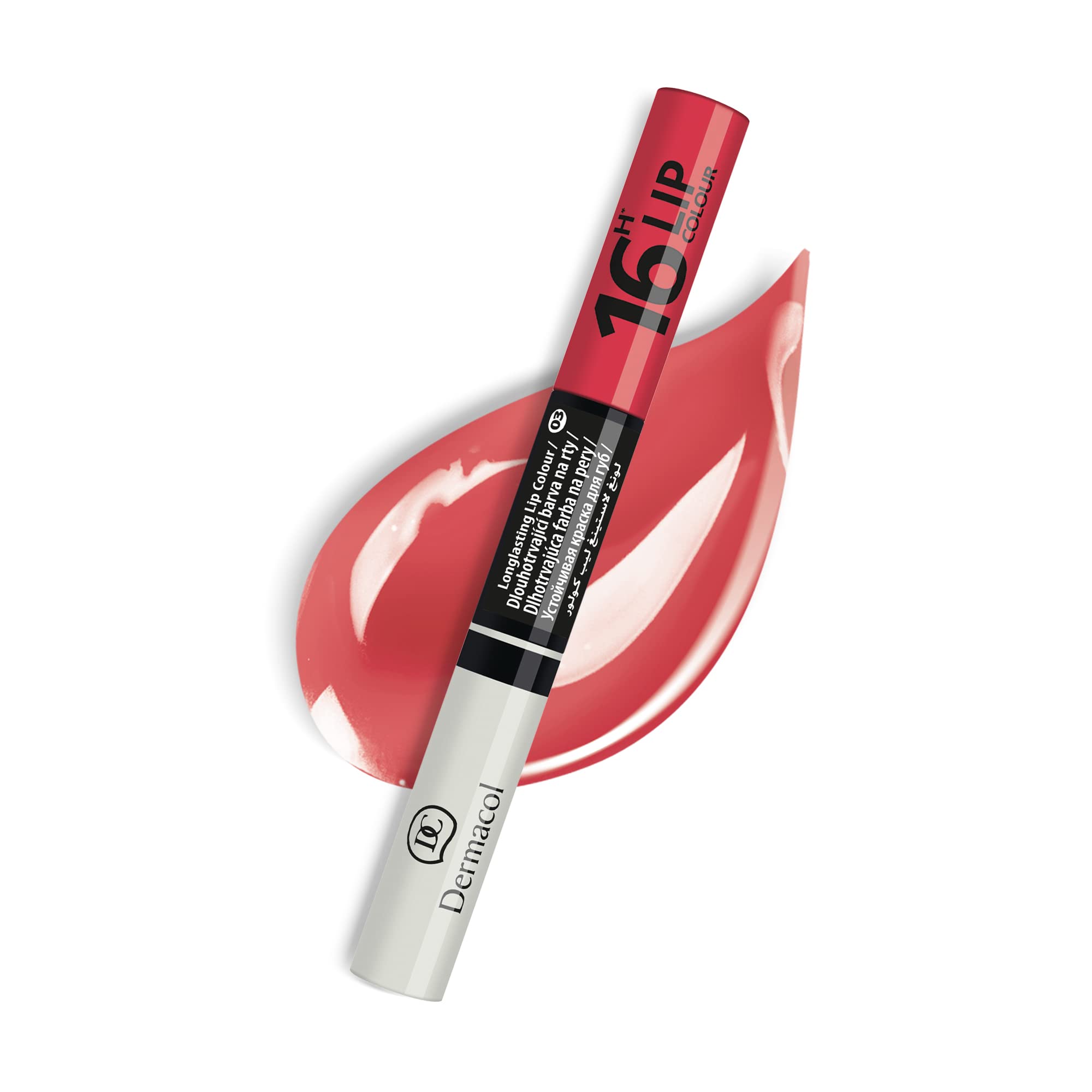 Dermacol 16-Hour Long-lasting Liquid Lipstick | Lip Plumper Balm & Colour Gloss | Beauty Cosmetics with Matte and Glitter Finish | Two-Phase Set | Non-drying formula | No.3 Cherry Red, 7.1 ml
