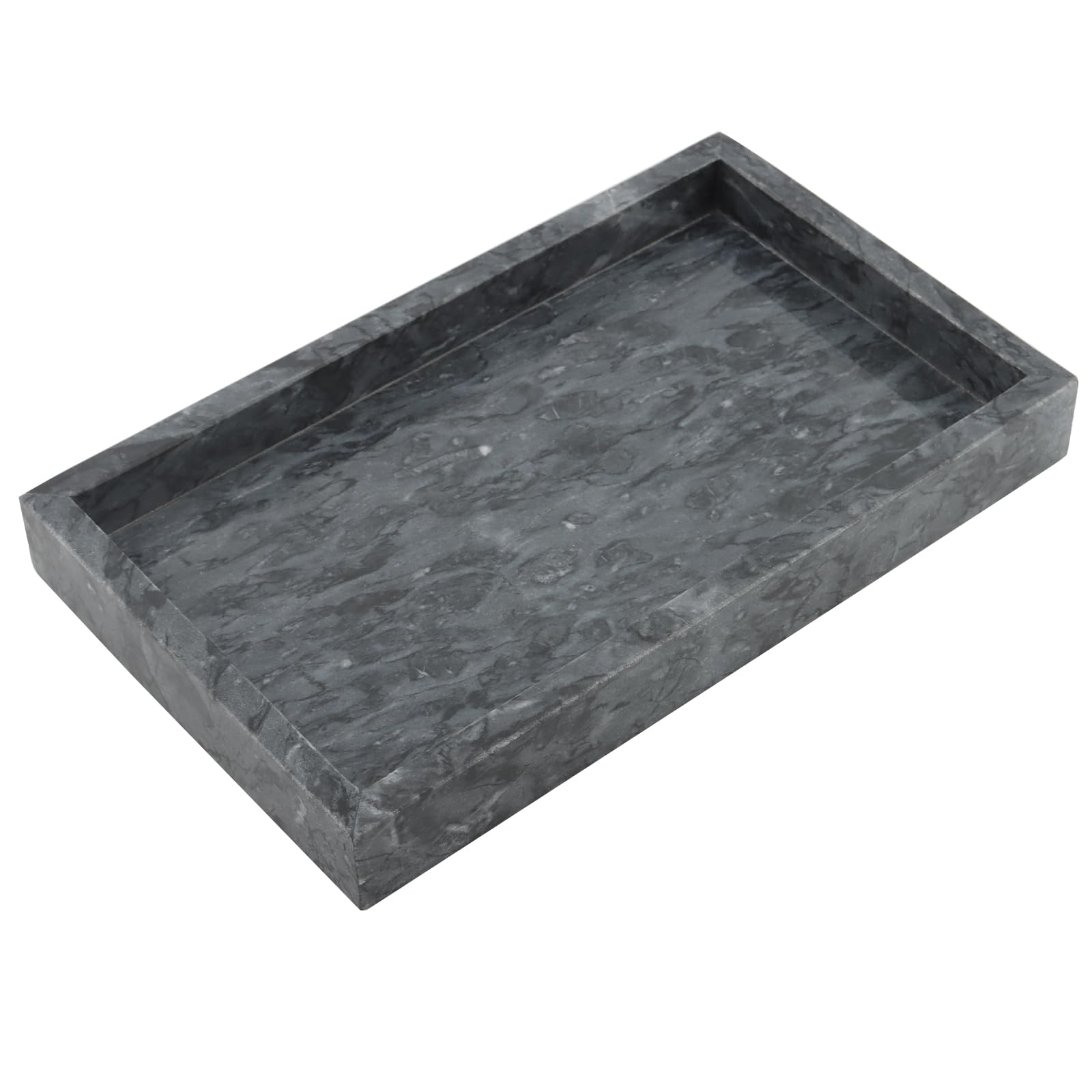 MOUYAT Grey Marble Tray, 30x20 cm Rectangle Marble Vanity Trays, Decorative Bathroom Tray for Sink