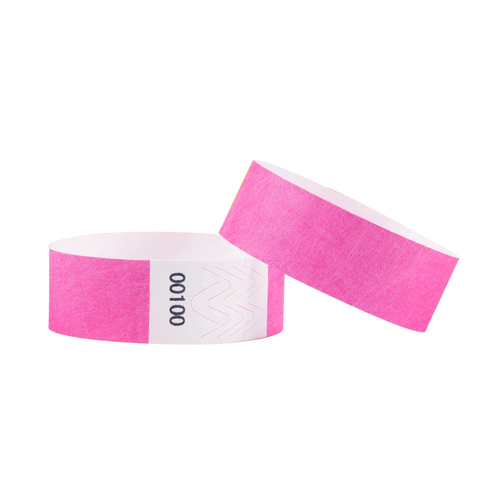 L LIKED 100 Pcs Numbered Wristbands for Events, Waterproof Paper Neon Wristbands Party Bands Entrance Wrist Bands for Events Music Festival Concert Contest (Fluorescent Pink)