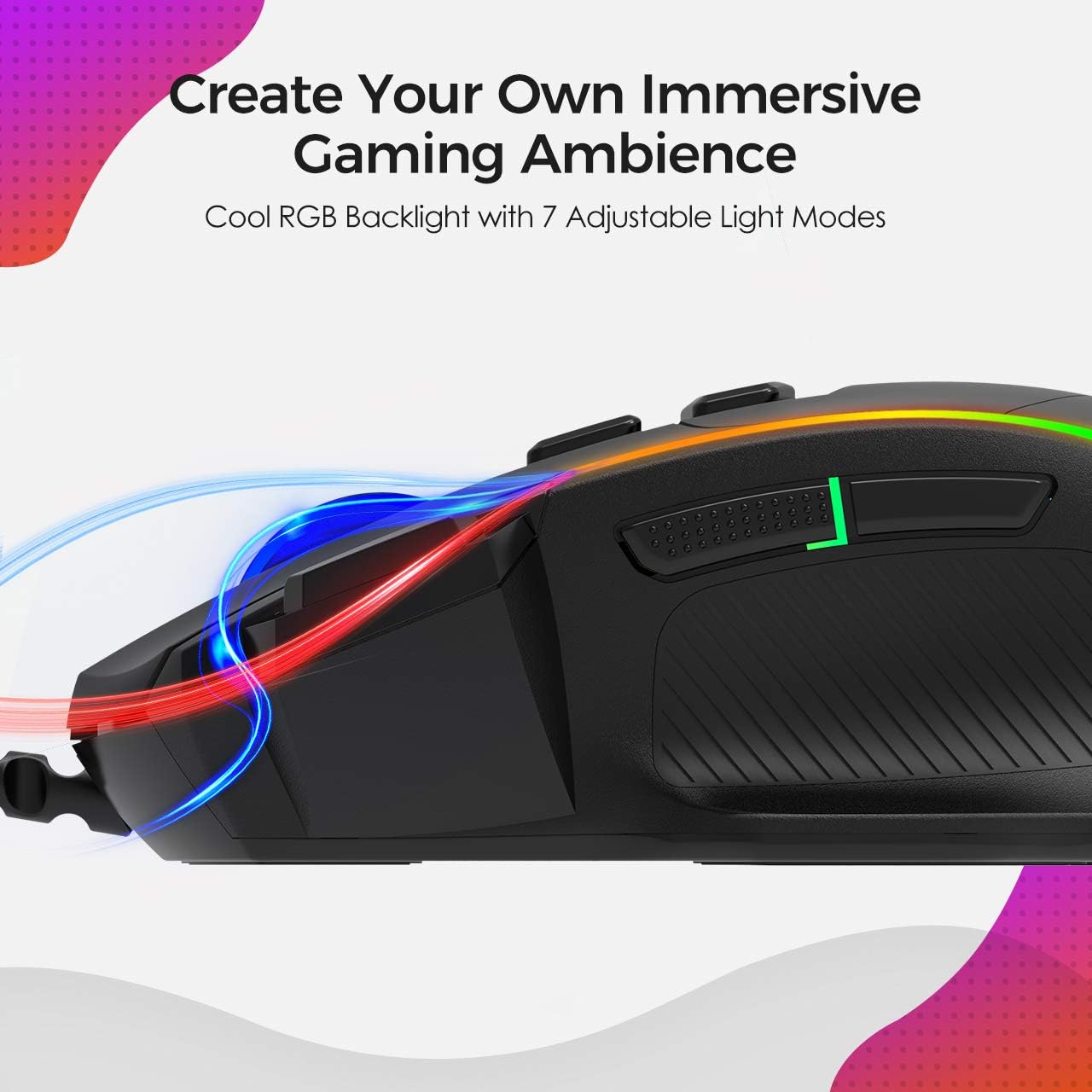 VicTsing Ergonomic Wired Gaming Mouse, 8 Programmable Buttons, 5 Levels Adjustable DPI up to 8000, Wired Computer Gaming Mice with 7 RGB Backlight Modes for PC, Laptop, MacBook: Computers & Accessories